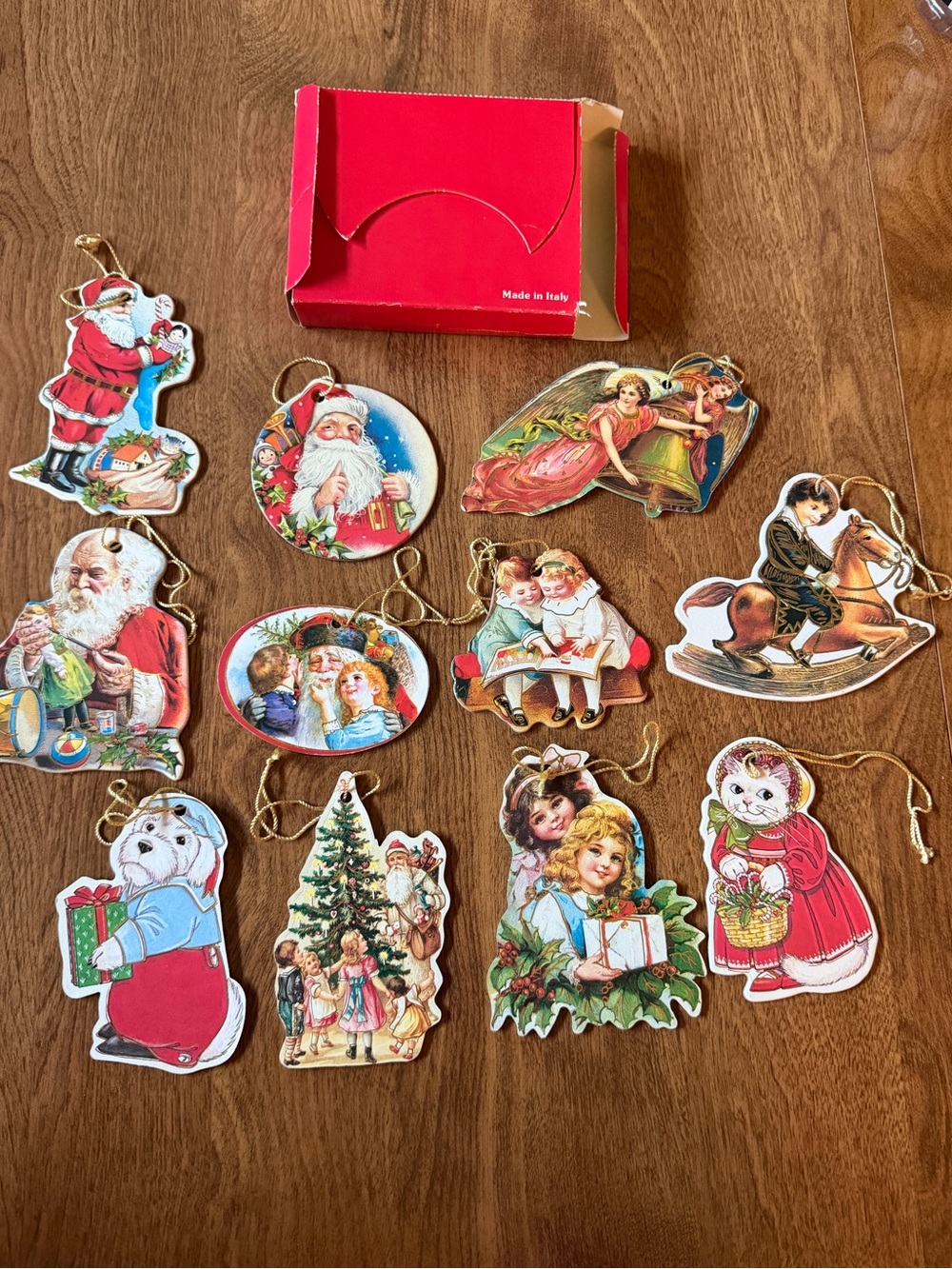 Vintage Style Red Christmas Holiday Gift Tags or Ornaments Italy